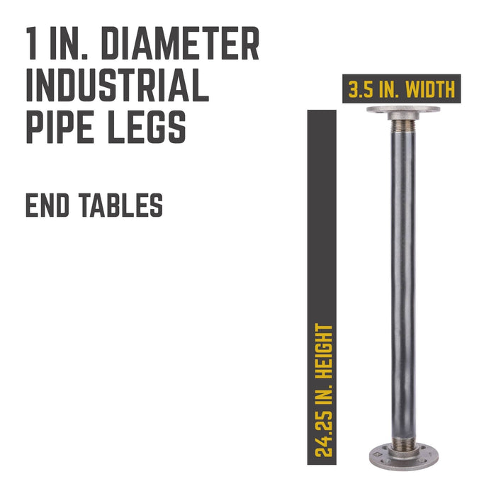 1 in. x 24 in. Round Flange Pipe Table Legs - 4 Pack - Sweatfully