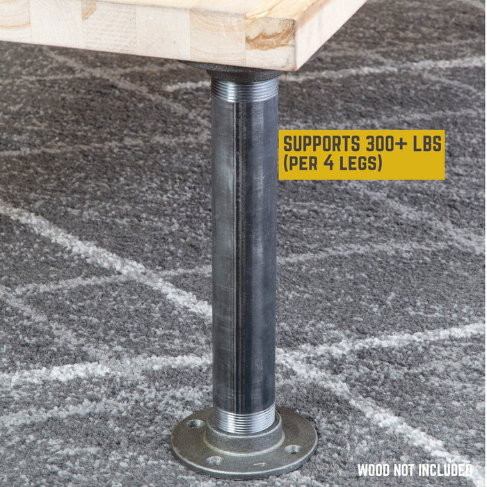 2 in. x 12 in. Round Flange Pipe Table Legs - 2 Pack - Sweatfully