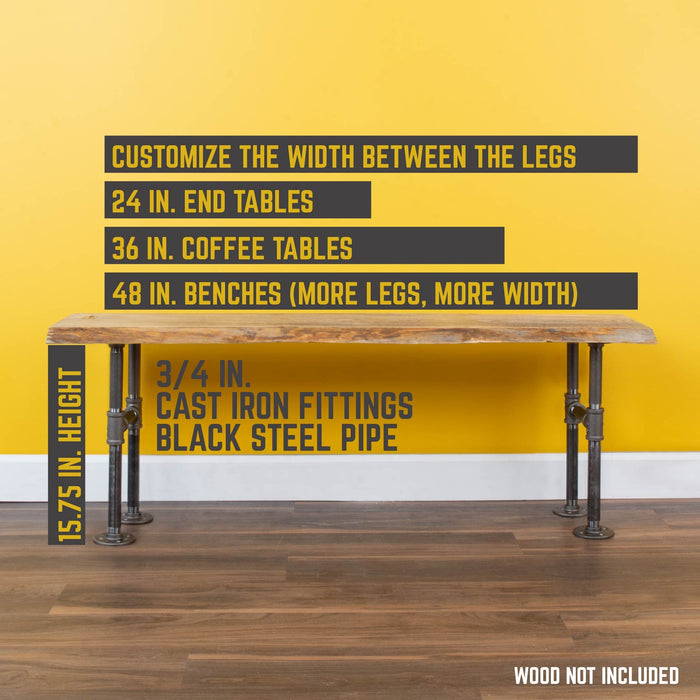 3/4 in. H Round Flanges Pipe Kit for Bench Legs - Sweatfully
