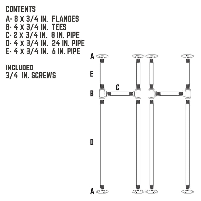 3/4 in. H Pipe Round Flange Console Table Legs-13.25 in. Wide - Sweatfully