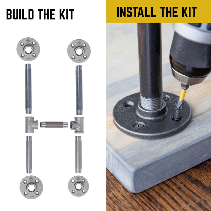3/4 in. H Pipe Round Flange Console Table Legs-13.25 in. Wide - Sweatfully