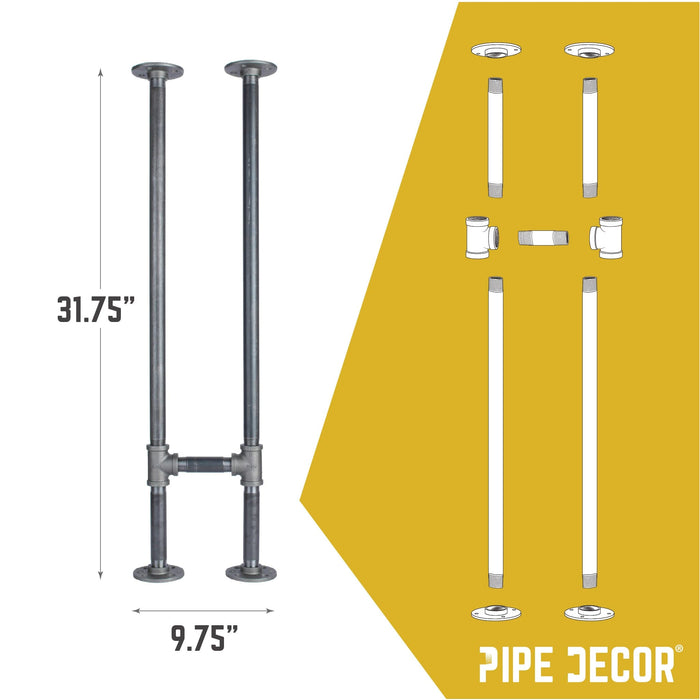 3/4 in. H Pipe Leg Kit Console Table, 9.75 in. W - 2 pack - Sweatfully