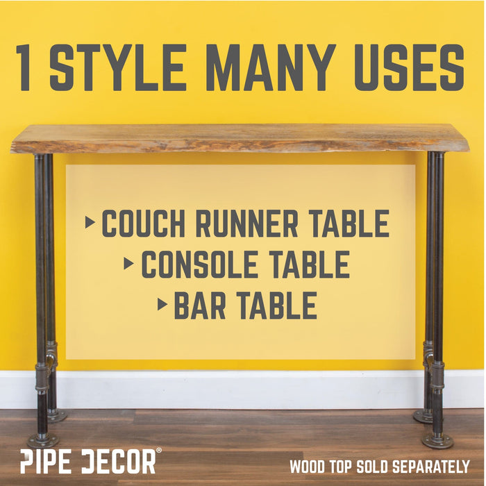 3/4 in. H Pipe Leg Kit Console Table, 9.75 in. W - 2 pack - Sweatfully
