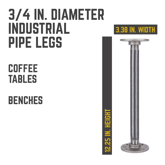 ¾ in. x 12 in. Round Flange Pipe Table Legs - 4 Pack - Sweatfully