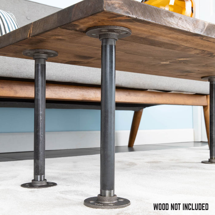 ¾ in. x 12 in. Round Flange Pipe Table Legs - 4 Pack - Sweatfully