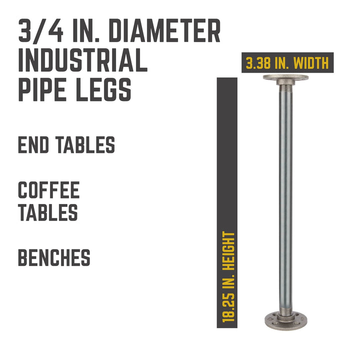 ¾ in. x 18 in. Round Flange Pipe Table Legs - 4 Pack - Sweatfully