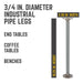 ¾ in. x 18 in. Round Flange Pipe Table Legs - 4 Pack - Sweatfully