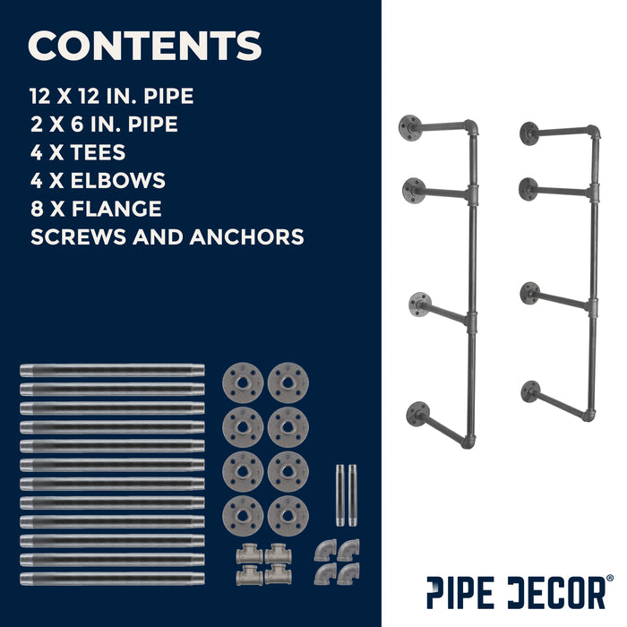 3 -Tier Wall Mounted Shelf By PIPE DECOR - Sweatfully