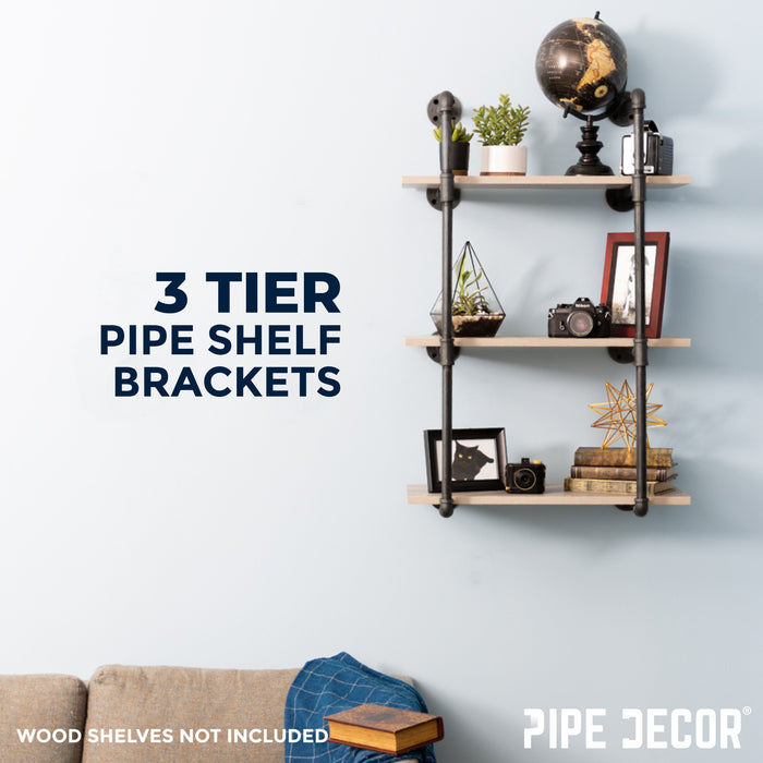 3 -Tier Wall Mounted Shelf By PIPE DECOR - Sweatfully