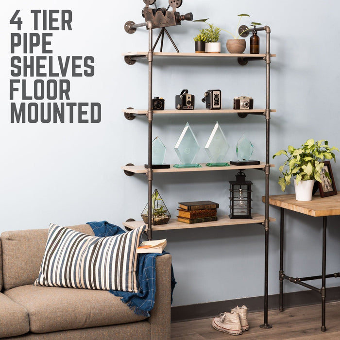 4 -Tier Floor Mounted Shelf By PIPE DECOR - Sweatfully