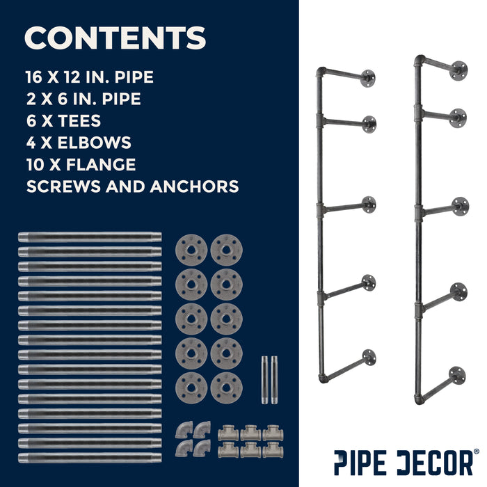 4 -Tier Wall Mounted Shelf By PIPE DECOR - Sweatfully