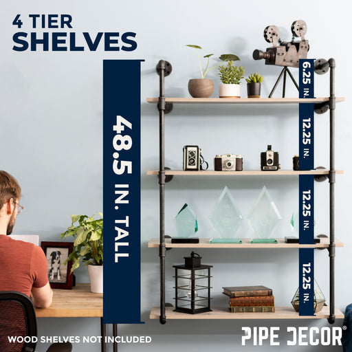 4 -Tier Wall Mounted Shelf By PIPE DECOR - Sweatfully