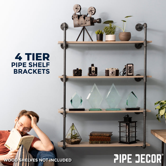 4 -Tier Wall Mounted Shelf By PIPE DECOR - Sweatfully