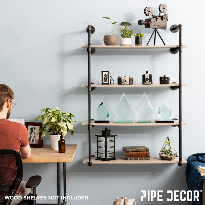 4 -Tier Wall Mounted Shelf By PIPE DECOR - Sweatfully