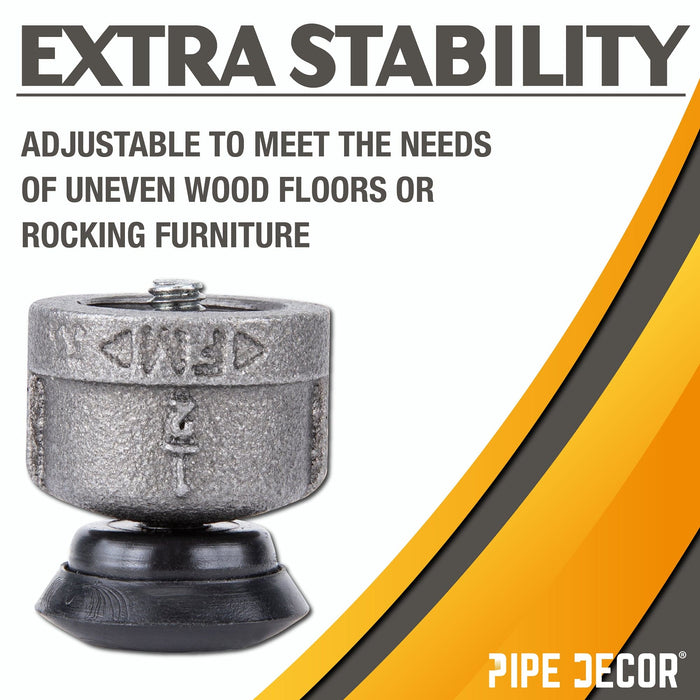Furniture Leg Levelers for ½” Pipe Legs (4 Pack) - Sweatfully