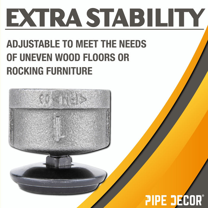 Furniture Leg Levelers for 1” Pipe Legs (4 Pack) - Sweatfully