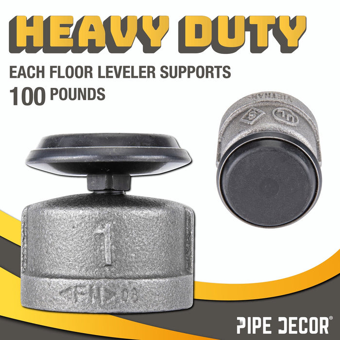 Furniture Leg Levelers for 1” Pipe Legs (4 Pack) - Sweatfully