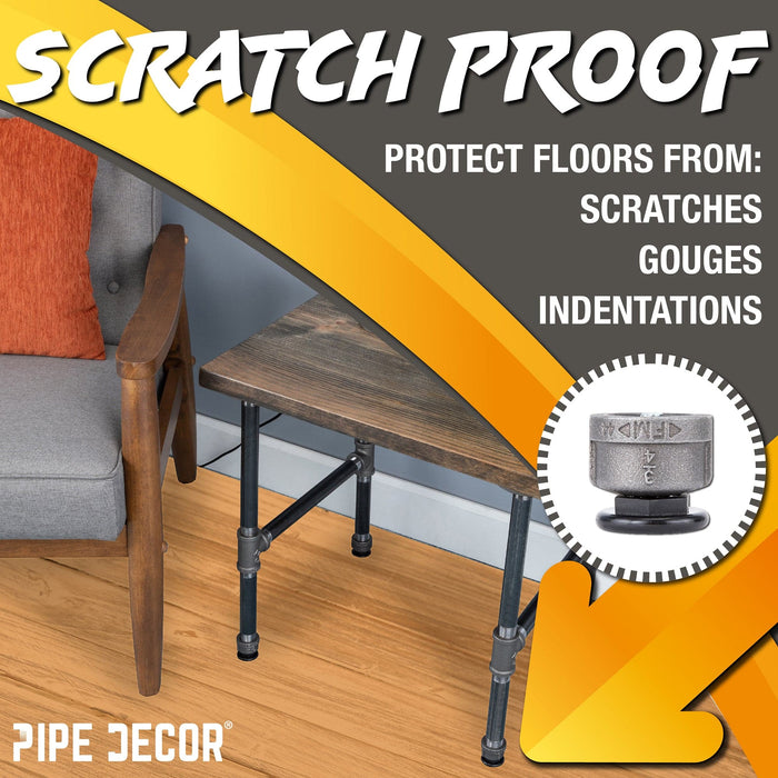 Furniture Leg Levelers for ¾” Pipe Legs (4 Pack) - Sweatfully