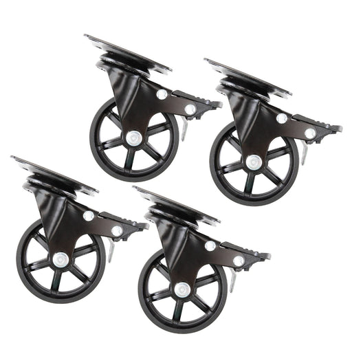 Mounted Swivel Caster Wheels for Wood Furniture with Locking Mechanism (4-Pack) - Sweatfully