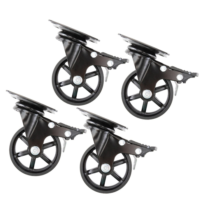 Mounted Swivel Caster Wheels for Wood Furniture with Locking Mechanism (4-Pack) - Sweatfully