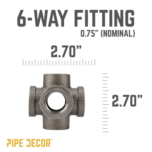 3/4 in. Black 6-Way Fitting - Sweatfully