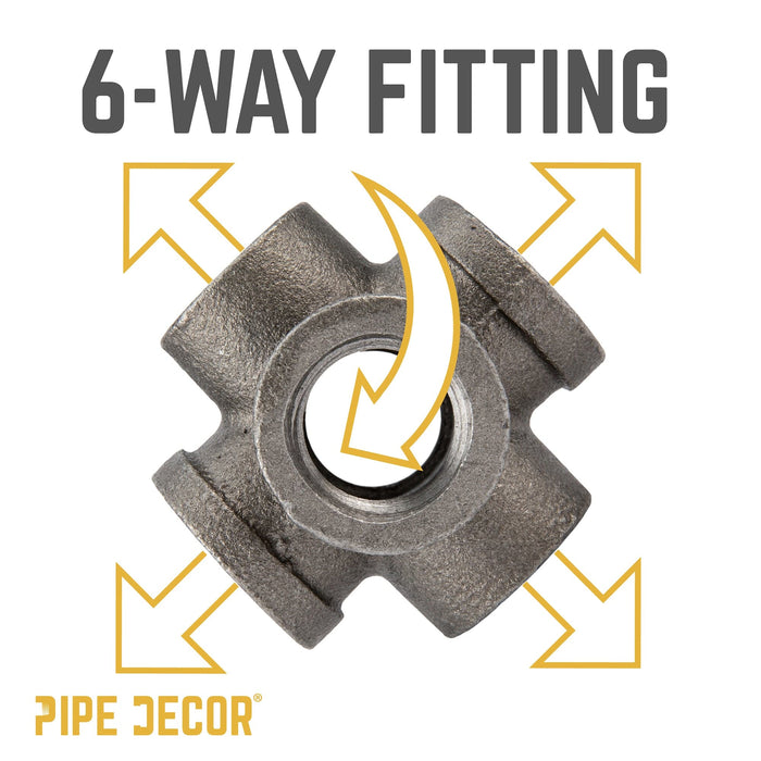 3/4 in. Black 6-Way Fitting - Sweatfully