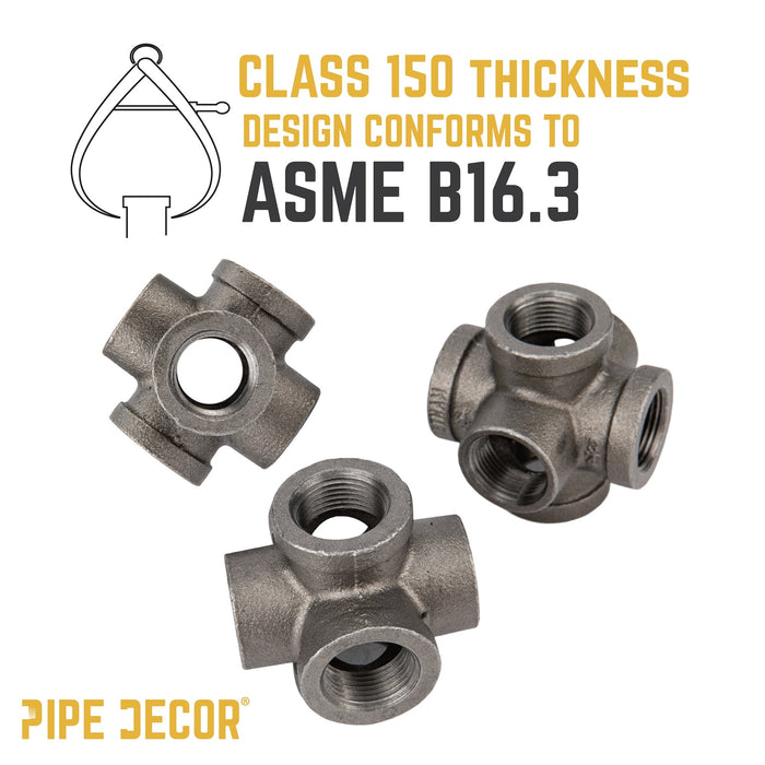 3/4 in. Black 6-Way Fitting - Sweatfully