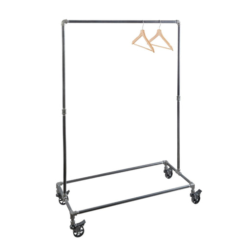 58 in. Rolling Single Rod Clothing Rack - Sweatfully