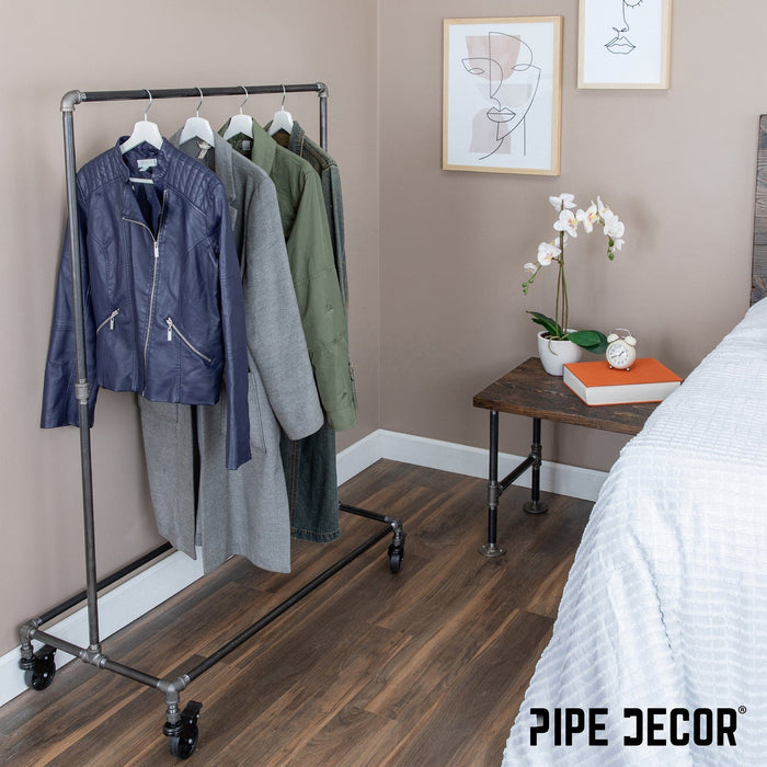 58 in. Rolling Single Rod Clothing Rack - Sweatfully