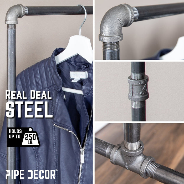 58 in. Rolling Single Rod Clothing Rack - Sweatfully