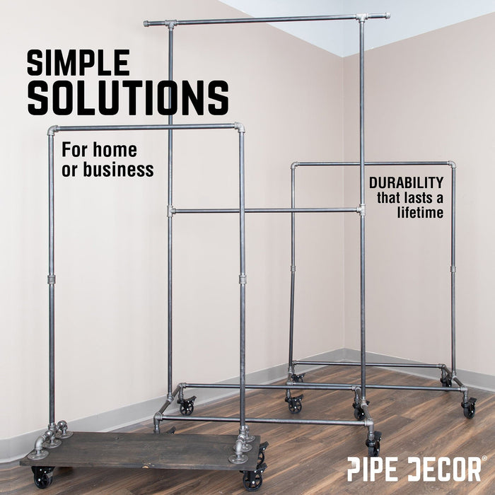 58 in. Rolling Single Rod Clothing Rack - Sweatfully
