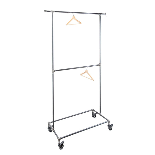 82 in. Rolling Double Rod Clothing Rack - Sweatfully