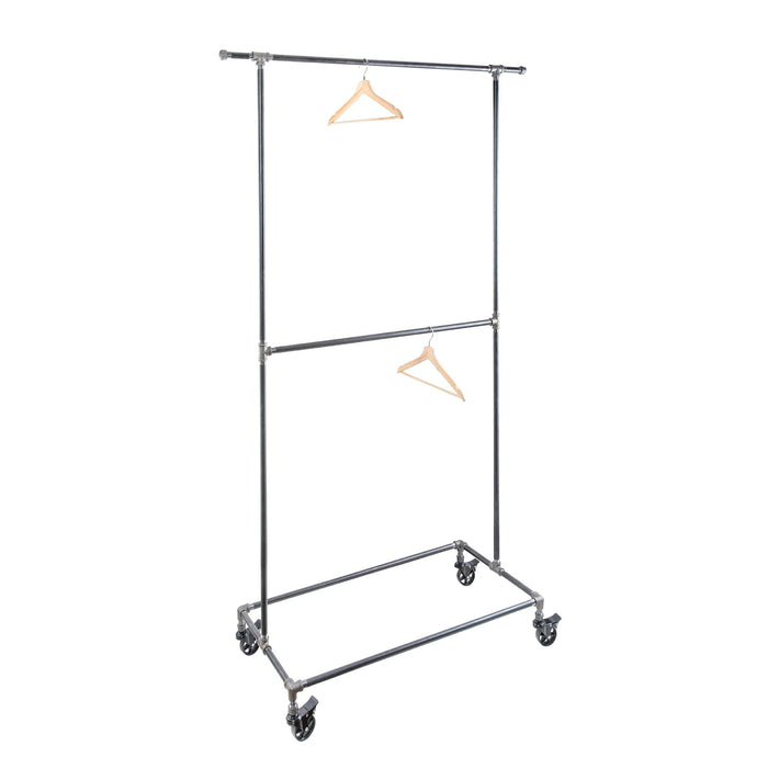 82 in. Rolling Double Rod Clothing Rack - Sweatfully