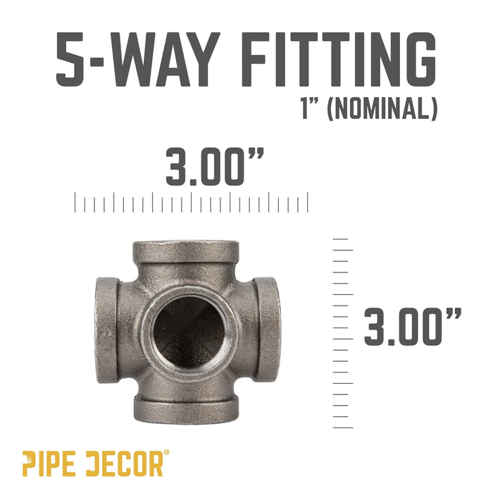 1 in. Black 5-Way Fitting - Sweatfully