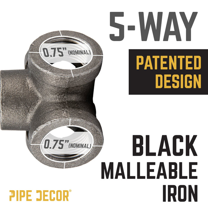 3/4 in. Black 5-Way Fitting - Sweatfully