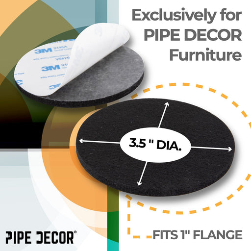 Heavy Duty Round Felt Pad for 1 in. Pipe Floor Flange, 3.5 in. Diameter (4-Pack) - Sweatfully