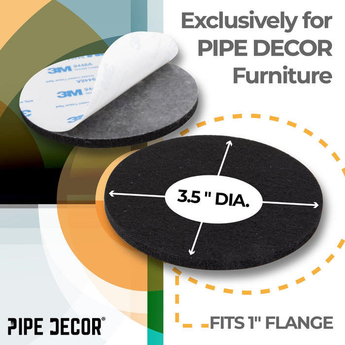 Heavy Duty Round Felt Pad for 1 in. Pipe Floor Flange, 3.5 in. Diameter (4-Pack) - Sweatfully