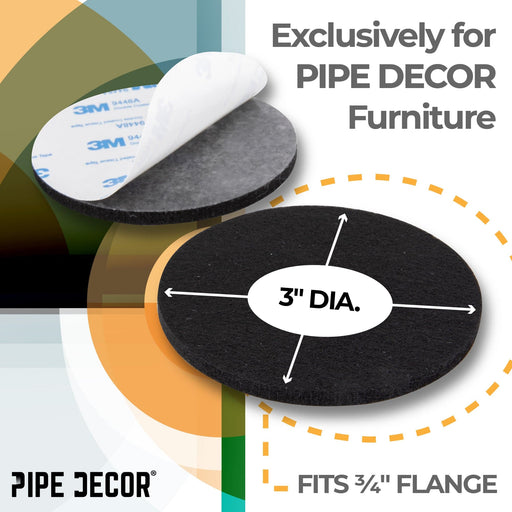 Heavy Duty Round Felt Pad for 3/4 in. Pipe Floor Flange, 3 in. Diameter (4-Pack) - Sweatfully