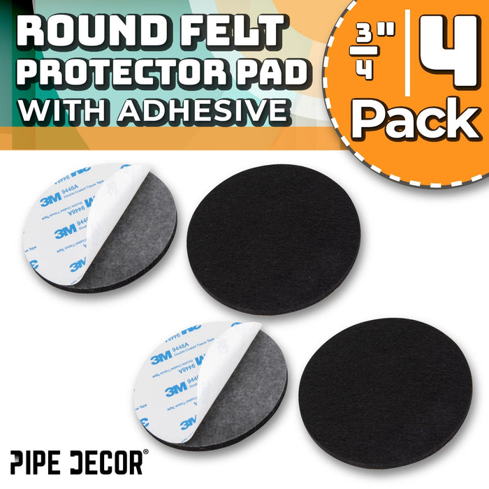 Heavy Duty Round Felt Pad for 3/4 in. Pipe Floor Flange, 3 in. Diameter (4-Pack) - Sweatfully