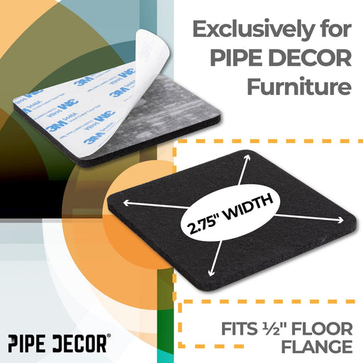 Heavy Duty Square Felt Pad for 1/2 in. Pipe Floor Flange, 2.75 in. x 2.75 in. (4-Pack) - Sweatfully