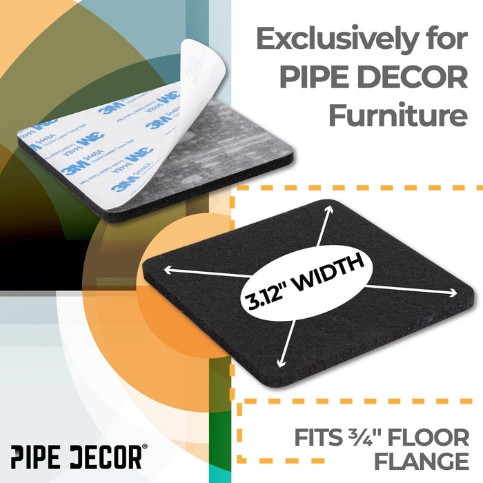Heavy Duty Square Felt Pad for 3/4 in. Pipe Floor Flange, 3 in. x 3 in. (4-Pack) - Sweatfully