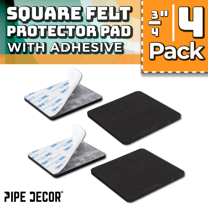 Heavy Duty Square Felt Pad for 3/4 in. Pipe Floor Flange, 3 in. x 3 in. (4-Pack) - Sweatfully