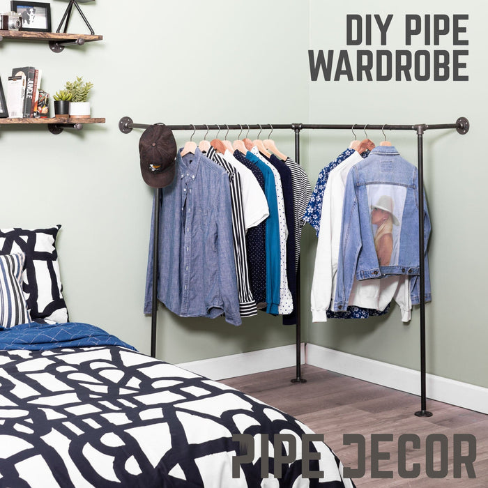 Wall And Floor Mounted Clothing Rack By PIPE DECOR - Sweatfully