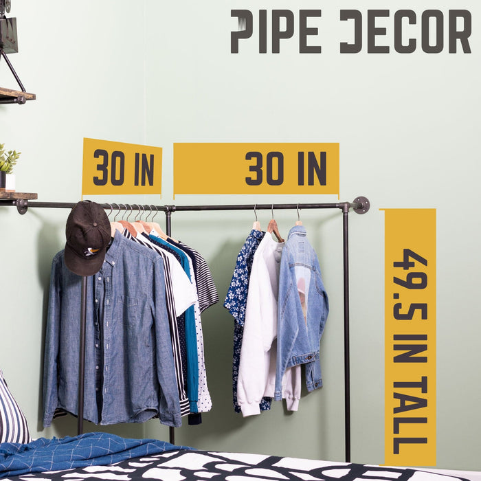Wall And Floor Mounted Clothing Rack By PIPE DECOR - Sweatfully