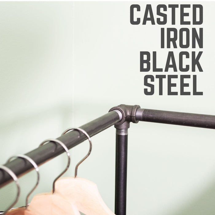 Wall And Floor Mounted Clothing Rack By PIPE DECOR - Sweatfully