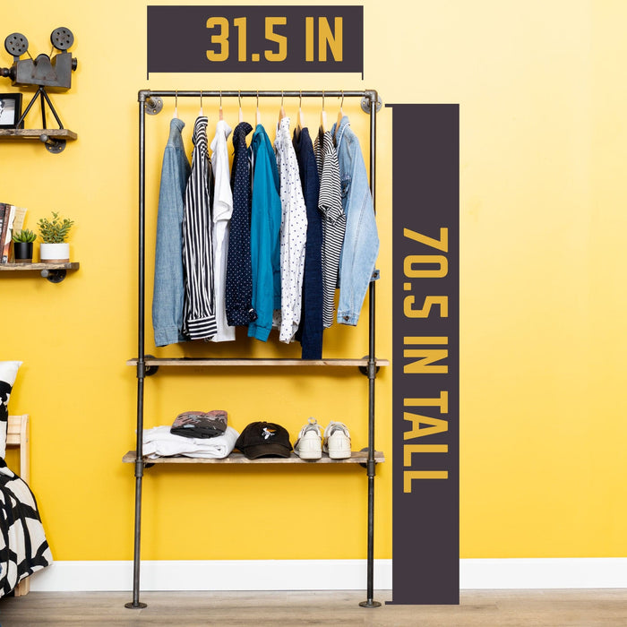 2 Shelf-Wall Mounted Clothing Rack - Sweatfully