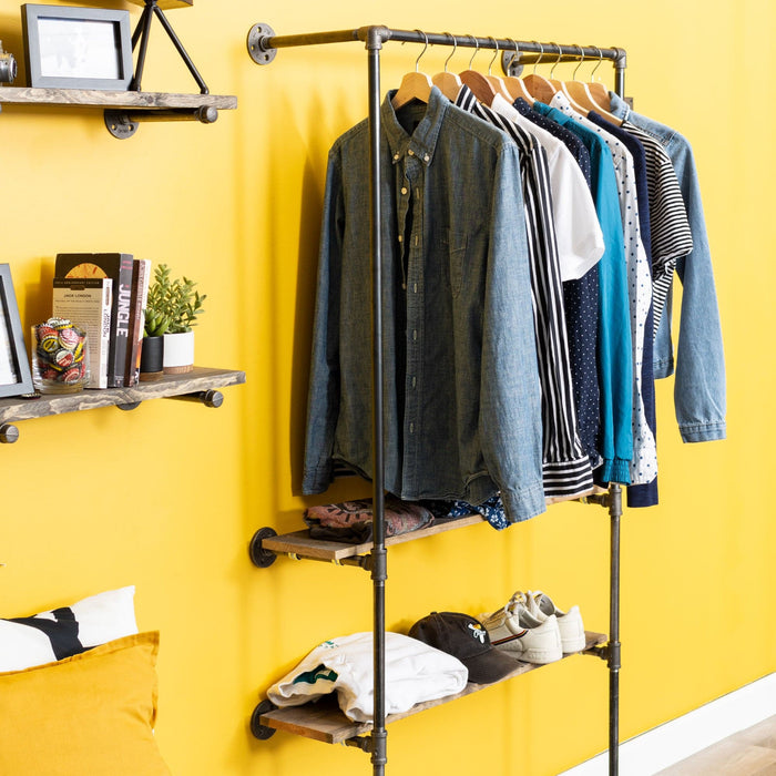2 Shelf-Wall Mounted Clothing Rack - Sweatfully