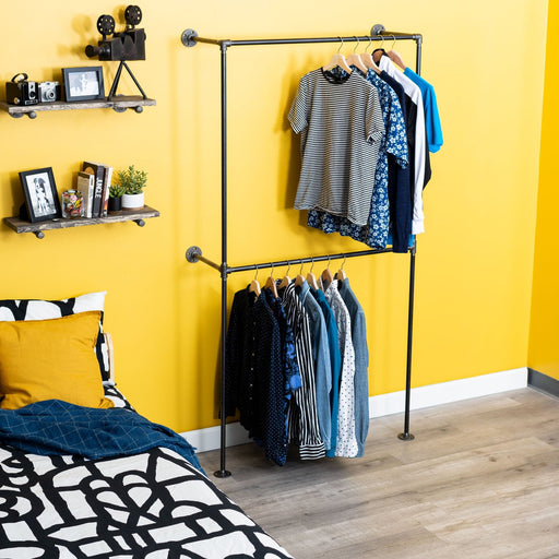 Wall Mounted Double Hung Clothing Rack - Sweatfully