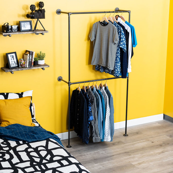 Wall Mounted Double Hung Clothing Rack - Sweatfully