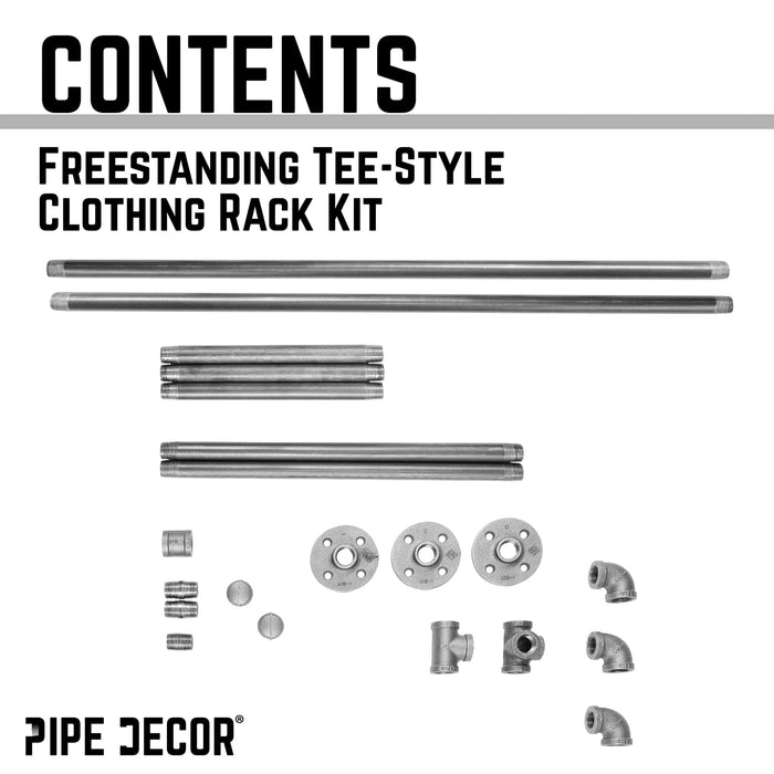 Freestanding Tee-Style Pipe Clothing Rack - Sweatfully